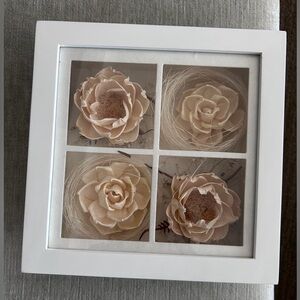Neutral Floral Shadow Box Wall Art - Beige Rose Home Accent